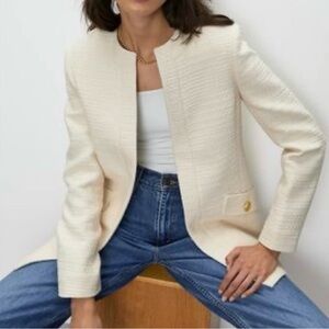 Aritzia Babaton Ivory Times Tweed Blazer